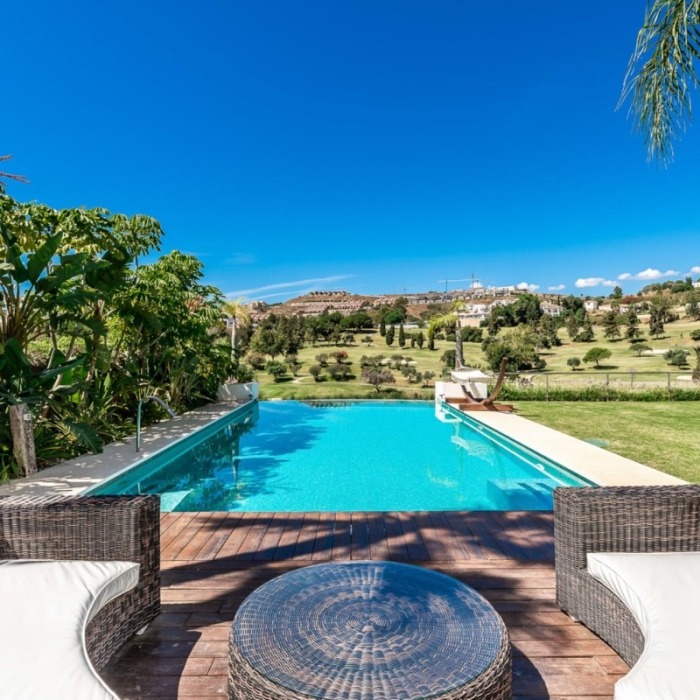 Frontline Golf 6 Bedroom Andalusian Villa with Sea Views in Atalaya, Benahavis | Image 2